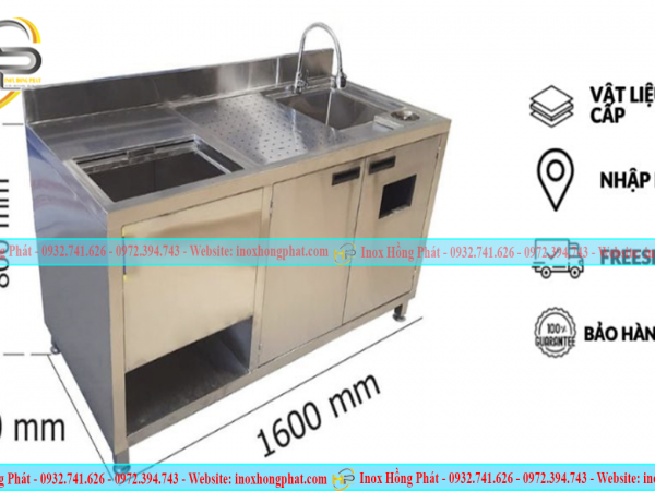 quầy pha chế inox 1m6